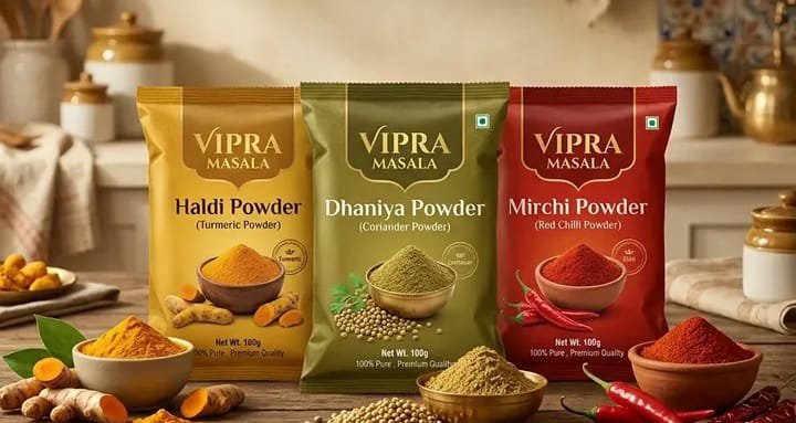 Vipra Masala haldi, dhaniya aur mirchi powder